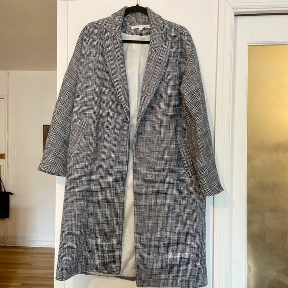 Veronica Beard Fiona Plaid Trench Dickey Blazer Coat Tweed Oversized Long sz XS - Picture 3 of 16